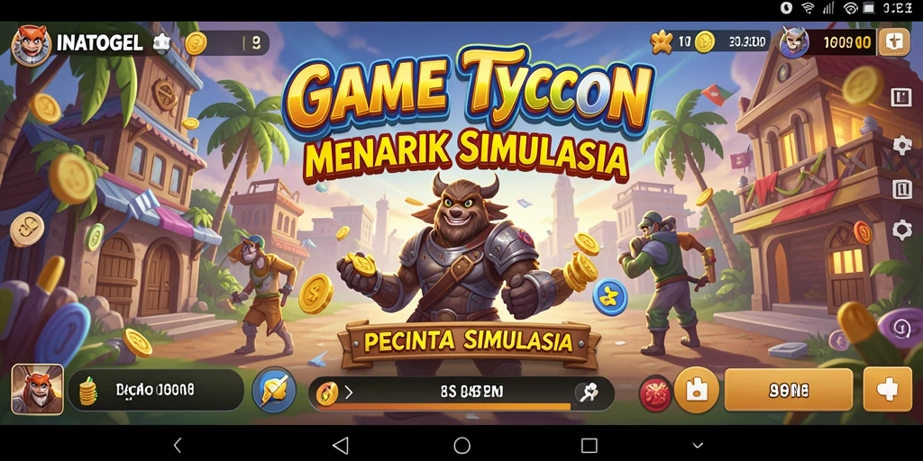 Tangkapan layar gameplay INATOGEL yang menunjukkan simulasi bisnis Tycoon.