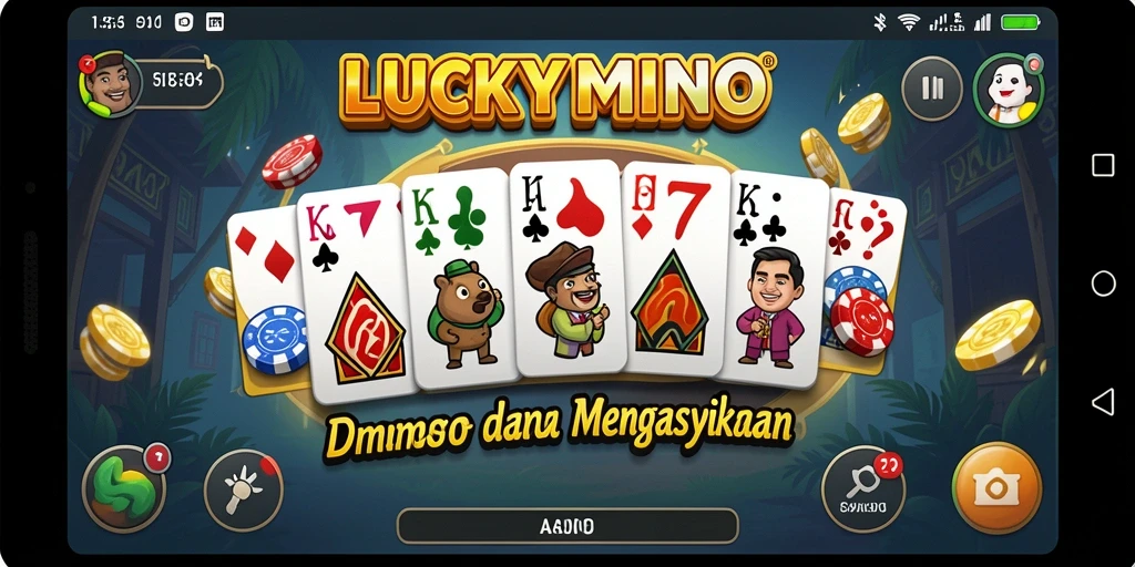 Screenshot LUCKYMINO menunjukkan pemain bersaing dalam permainan domino yang seru.