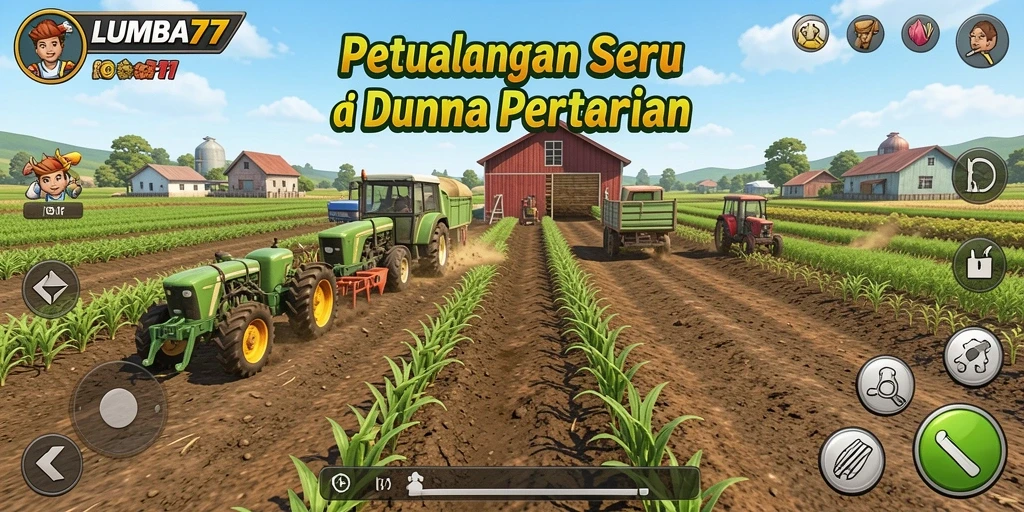 Tangkapan layar gameplay LUMBA77 dengan berbagai aktivitas pertanian yang seru.