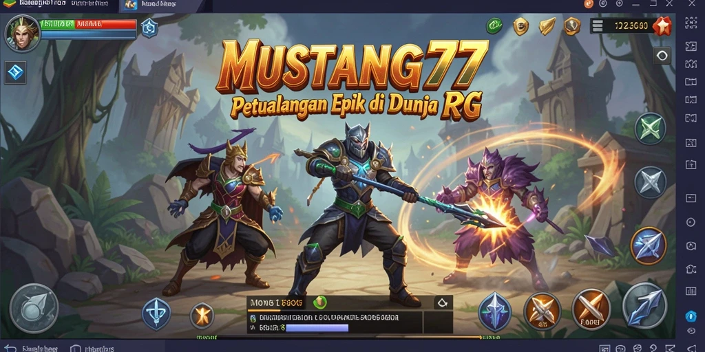 Screenshot gameplay MUSTANG77 dengan aksi karakter yang mendebarkan.