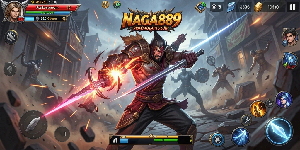 Tampilan seru pertarungan NAGA889 dengan karakter dan efek mengagumkan.