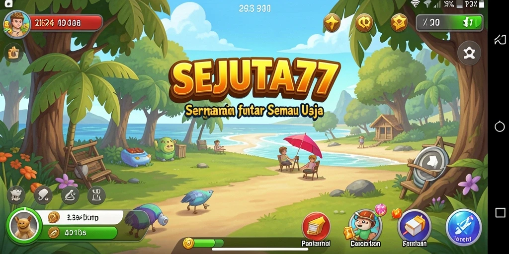 Tampilan gameplay seru dari SEJUTA77 yang penuh warna.