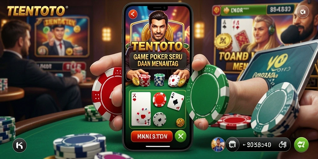 Screenshot TENTOTO menampilkan aksi seru dalam permainan Poker.